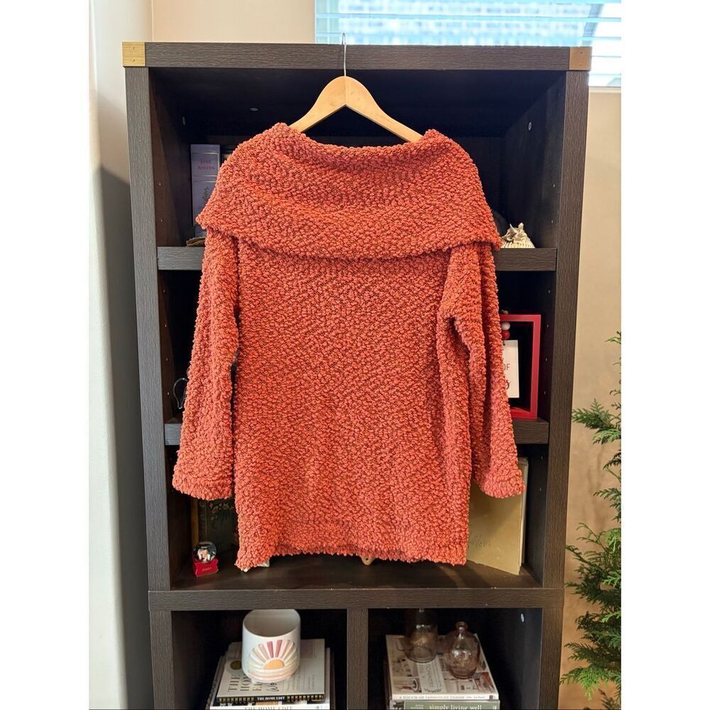 Umgee Manhattan Mornings Cowl Neck Sweater In Pumpkin Orange Size Small - Picture 3 of 6